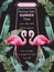 Flamingos party Summer card Vector. Tropic exotic dark poster banner