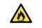 Flammable fire Hazard warning symbol on yellow triangular sign .