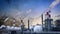 flammable gas power plant, spherical storage tanks, fictitious design - industrial 3D rendering