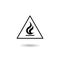 Flammable materials warning icon logo with shadow