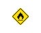 Flammable materials warning sign. Fire warning sign in yellow triangle. Inflammable substances icon. Vector on isolated white