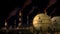 flammable natural gas or LNG storage tanks on refinery at night, fictional design - industrial 3D rendering