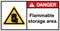 flammable storage tanks, flammable storage areas,sign danger.