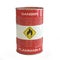 Flammable substance red barrel with flammable symbol 3d rendering