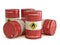 Flammable substance red barrels with flammable symbol 3d rendering