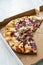 Flammkuchen Pizza Slices / Traditional Tarte Flambee with Creme Fraiche, Cream Cheese, Bacon and Red Onions in Box