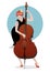 Flapper girl dressed in 1920s clothes, playing double bass