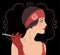 Flapper girls set: retro party invitation design in 20\'s style