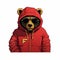 Flare Bear Hoodie: Concept Art Style With Red And Gold, Hip-hop Vibes