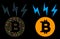 Flare Mesh Carcass Bitcoin Lightnings Icon with Flare Spots