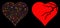 Flare Mesh Carcass Corrupted Love Heart Icon with Flare Spots