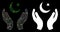 Flare Mesh Carcass Praying Muslim Hands Icon with Flare Spots