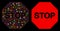 Flare Mesh Carcass Stop Sign Icon with Flare Spots