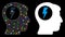 Flare Mesh Network Brain Electric Shock Icon with Flare Spots
