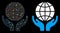 Flare Mesh Network Global Hands Icon with Flare Spots