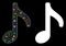 Flare Mesh Network Music Note Icon with Flare Spots