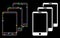 Flare Mesh Network Smartphones Icon with Flare Spots