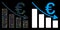 Flare Mesh Wire Frame Euro Recession Bar Chart Icon with Flare Spots