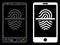 Flare Mesh Wire Frame Smartphone Fingerprint Scanner Icon with Flare Spots