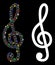 Flare Mesh Wire Frame Treble Clef Icon with Flare Spots