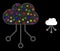 Flare Network Cloud Connections Icon with Constellation Color Light Spots
