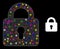 Flare Network Lock Icon with Glare Color Light Spots