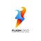 Flash bolt thunder fire flame logo design