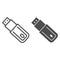Flash drive line and glyph icon. Modern memory storage stick symbol, outline style pictogram on white background