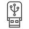 Flash drive line icon. Portable data memory storage device symbol, outline style pictogram on white background. Office