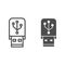 Flash drive line and solid icon. Portable data memory storage device symbol, outline style pictogram on white background