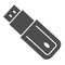 Flash drive solid icon. Modern memory storage stick symbol, glyph style pictogram on white background. Technology or