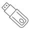 Flash drive thin line icon. Modern memory storage stick symbol, outline style pictogram on white background. Technology