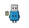 Flash drive usb mascot character doing a tired gesture