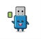 Flash drive usb mascot character with energetic gesture