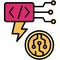 Flash loan attack icon, DeFi related vector illustration