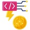 Flash loan attack icon, DeFi related vector illustration