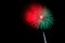 Flash red and green fireworks and red and green smoke