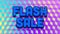 Flash sale graphic with swirls on blue and purple cube shapes