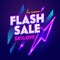 Flash Sale Neon Night Banner Sign. Discount Advertising Glow Electric Bar Billboard. 3d Glossy Laser Effect Retro Poster