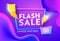 Flash Sale Purple Gradient Horizontal Poster. Online Ecommerce Discount Promotion Typography Template. Banner Design