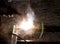 Flash and sparks from electric welding