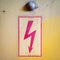 Flash symbol, old warning sign, cution -electricity on vintage b