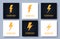 Flash Thunderbolt Energy Power Logo design vector template linear style. Fast speed electricity battery Logotype