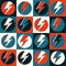 Flash vector. Lightning pop art illustration. Flat flash in circle for logo, poster, postcard, clothing print, flyer. Retro sign