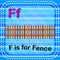 Flashcard letter F is for fence