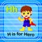 Flashcard letter H is for hero