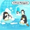 Flashcard number five with 5 penguin learning for kid