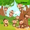 Flashcard number nine with 9 monkey learning for kid