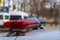 Flasher on a police car. Emergency call symbol. Abstract blurred background with selective focus