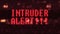 Flashing intruder alert warning word text on glitch digital lcd screen seamless loop animation - new quality techology